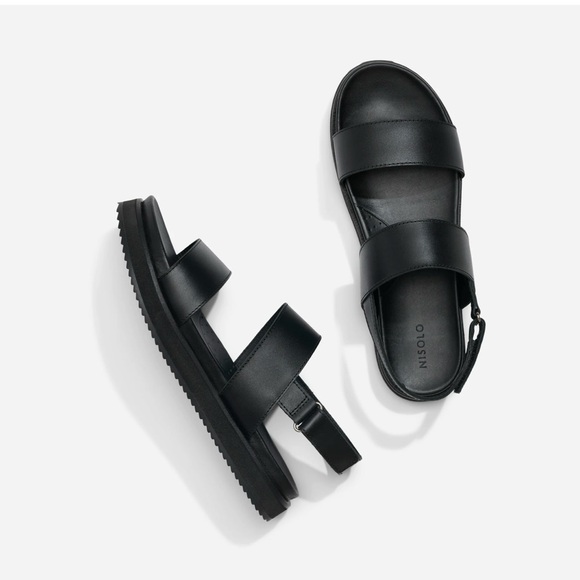 Nisolo Black Leather Strap Sandals - Picture 1 of 8